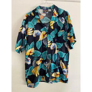 Vintage Authentic Hawaii Blues Mens L Hawaiian Tropical Short Sleeve Shirt